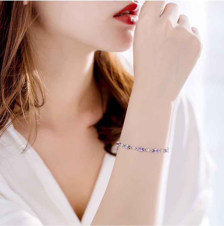 Light luxury amethyst bracelet silver-Crystal Energy Healing Blessing Good Luck Occult Wealth Health Happiness Fashion Love Pop Jewelry Gift Bracelet