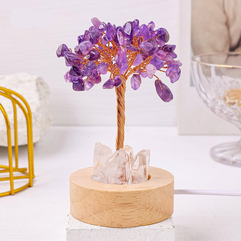 Natural crystal light tree