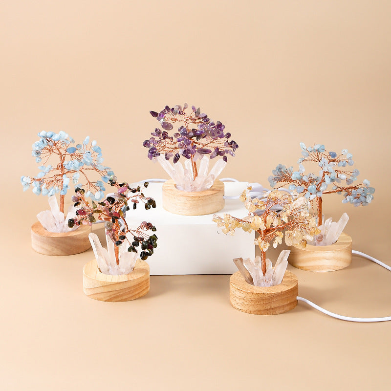 Natural crystal light tree