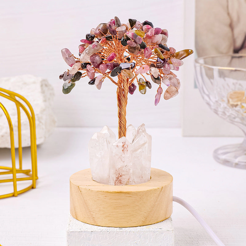 Natural crystal light tree