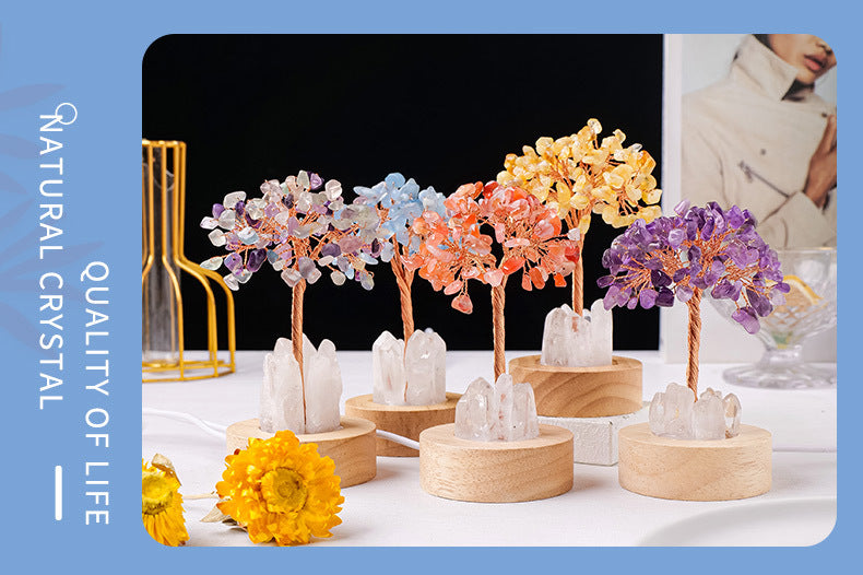 Natural crystal light tree