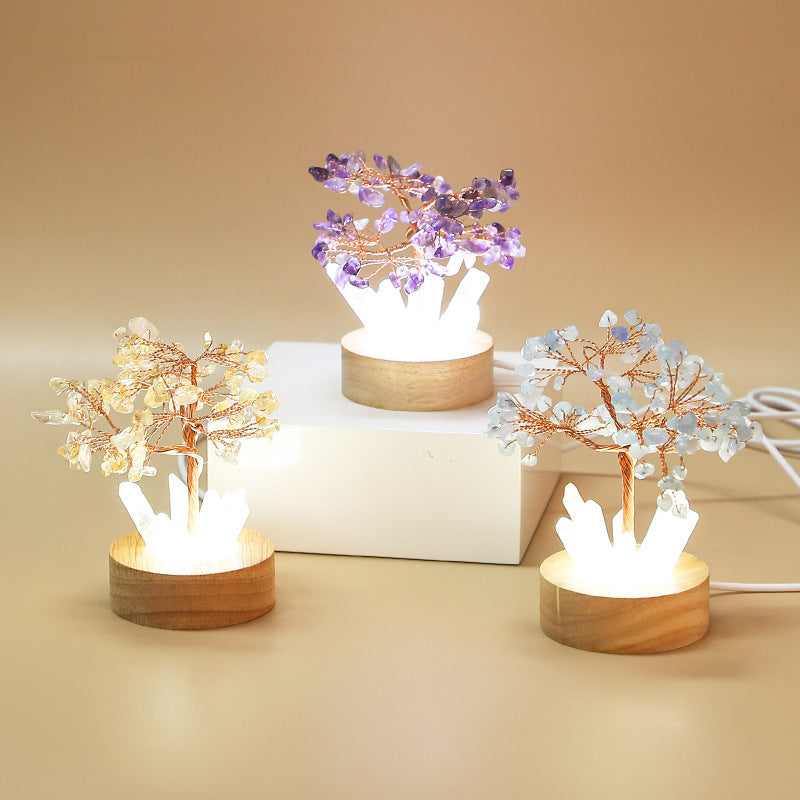 Natural crystal light tree