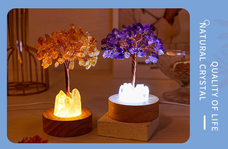 Natural crystal light tree